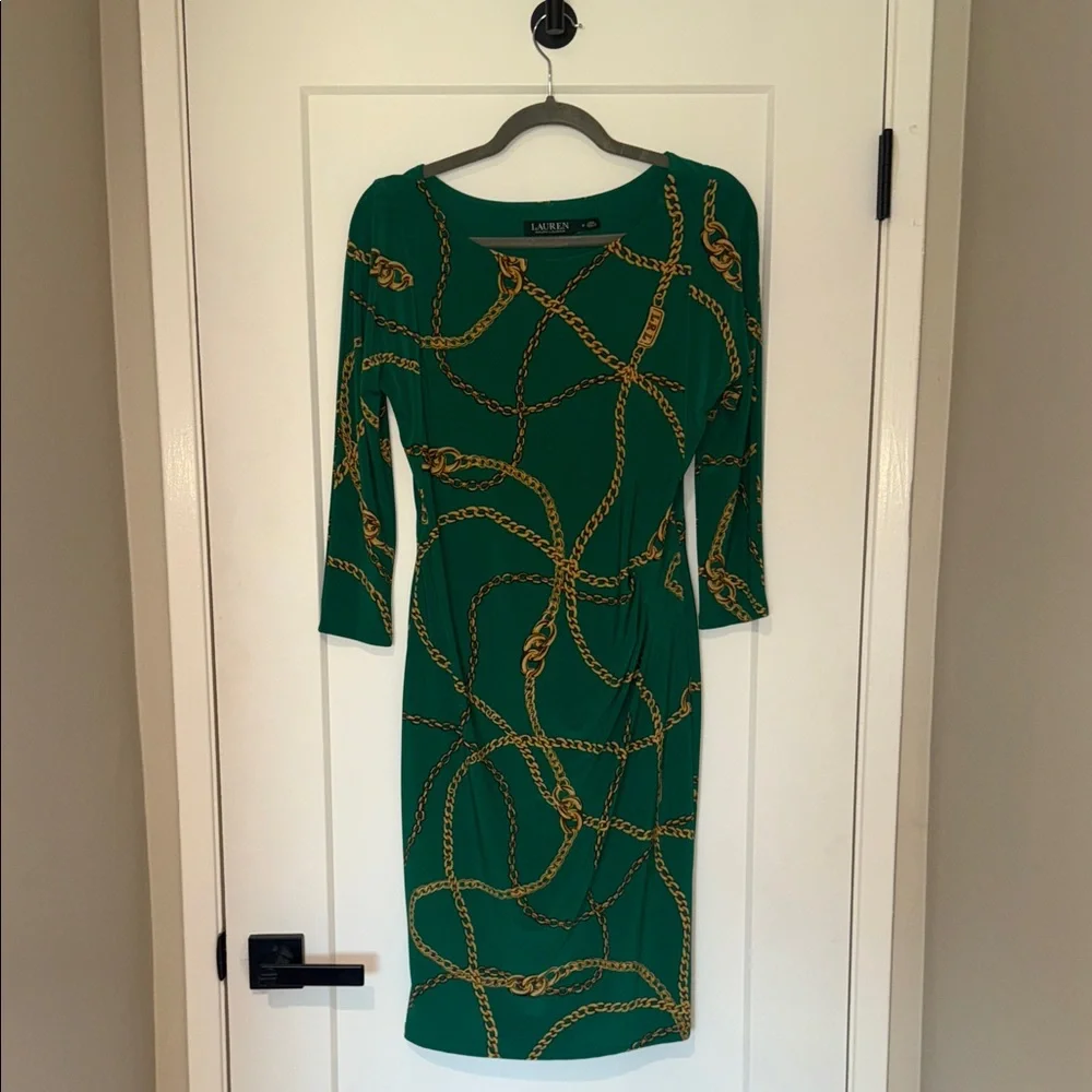 Ralph Lauren Emerald Chain Print Dress - Picture 1 of 2